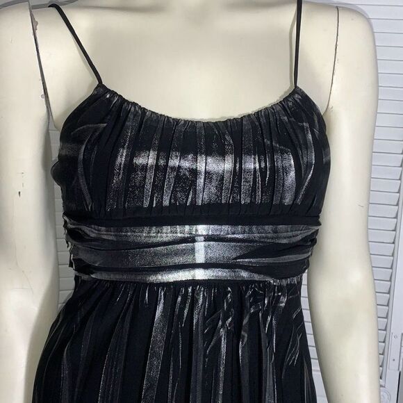 Vintage 90’s Y2K Black Empire Waist Metallic Party Dress Size Small - Picture 4 of 16